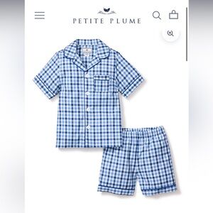 Petite Plume Baby Twill Short Set is Royal Blue Gingham